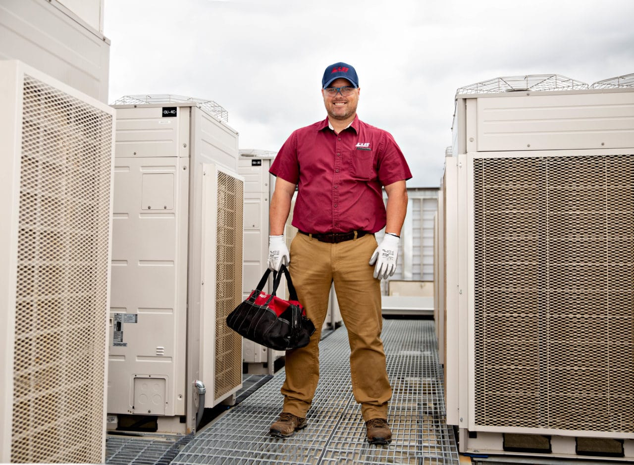 Commercial rooftop HVAC installation